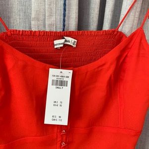 BNWT Abercrombie Tie Strap Midi Corset dress in red